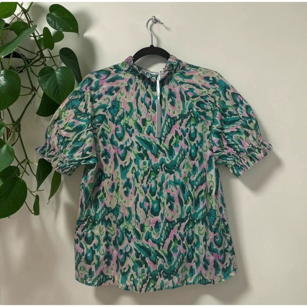 Women’s Multicolor Ruffle Sleeve Blouse - Picture 2 of 2